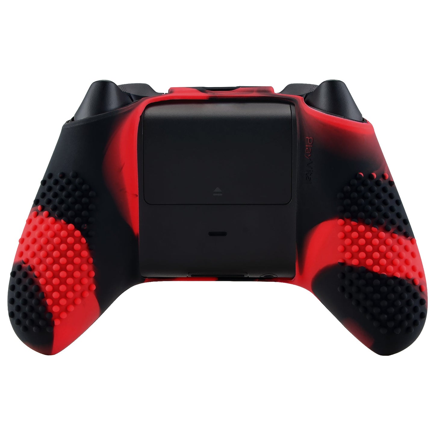 PlayVital Red & Black 3D Studded Edition Anti-slip Silicone Cover Skin for Xbox Series X Controller, Soft Rubber Case Protector for Xbox Series S Controller with 6 Black Thumb Grip Caps - SDX3016 PlayVital