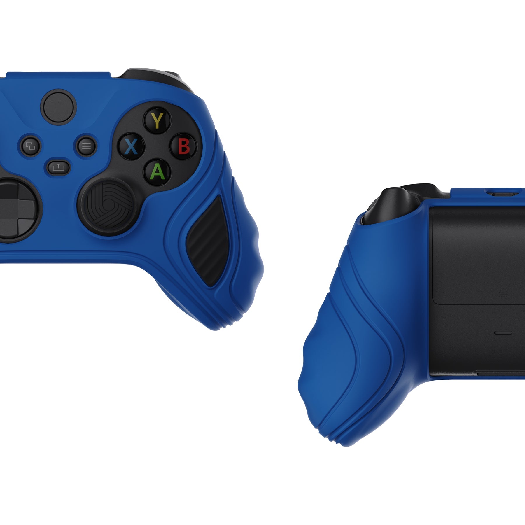 PlayVital Scorpion Edition Two-Tone Anti-Slip Silicone Case Cover for Xbox Series X/S Controller, Soft Rubber Case for Xbox Core Controller with Thumb Grip Caps - Blue & Black - SPX3001 PlayVital