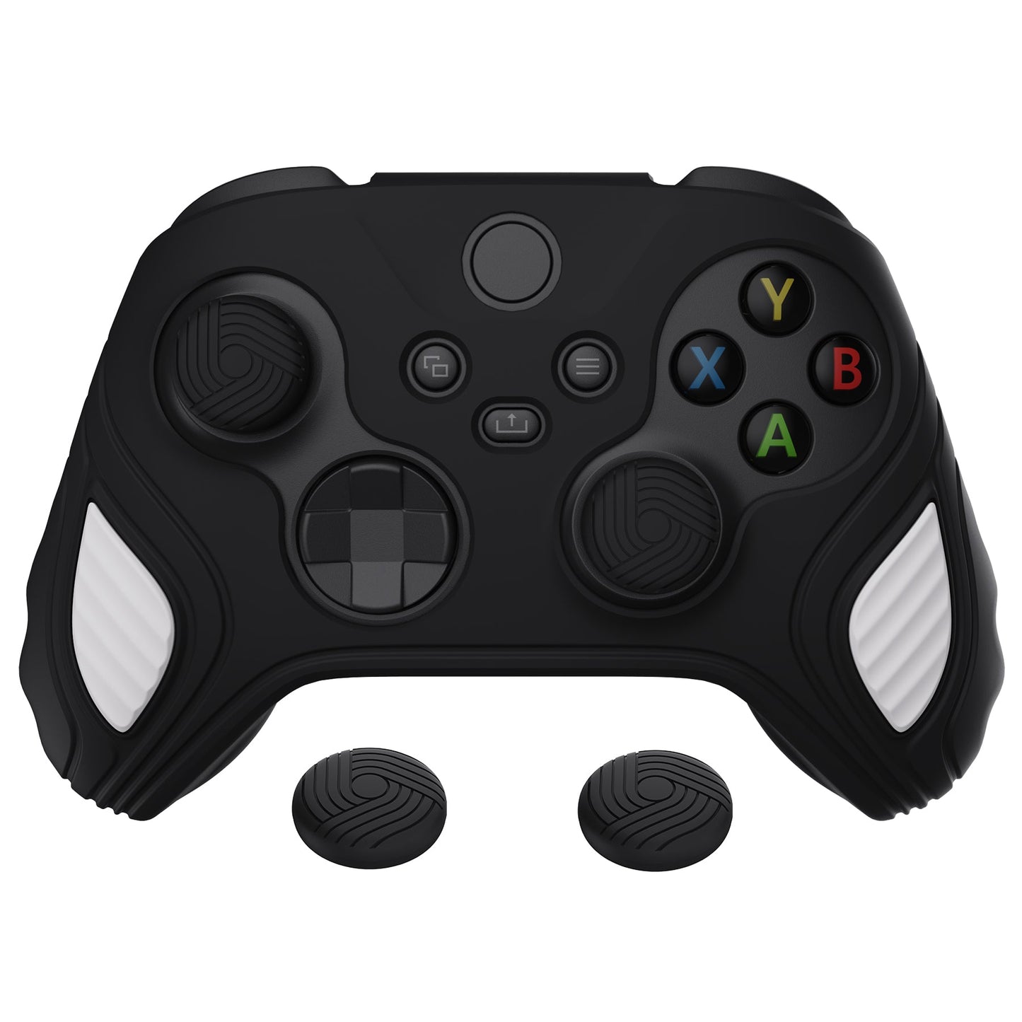 PlayVital Scorpion Edition Anti-Slip Silicone Case Cover for Xbox Series X/S Controller, Soft Rubber Case for Xbox Core Controller with Thumb Grip Caps - Black & White - SPX3003 PlayVital