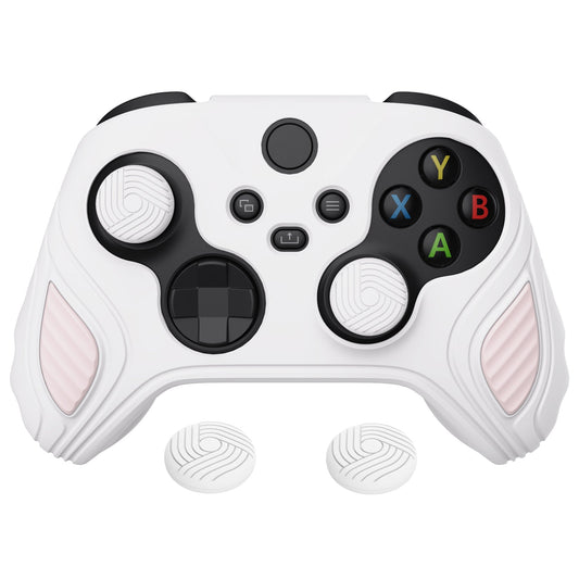 PlayVital Scorpion Edition Anti-Slip Silicone Case Cover for Xbox Series X/S Controller, Soft Rubber Case for Xbox Core Controller with Thumb Grip Caps - White & Pink - SPX3005 PlayVital