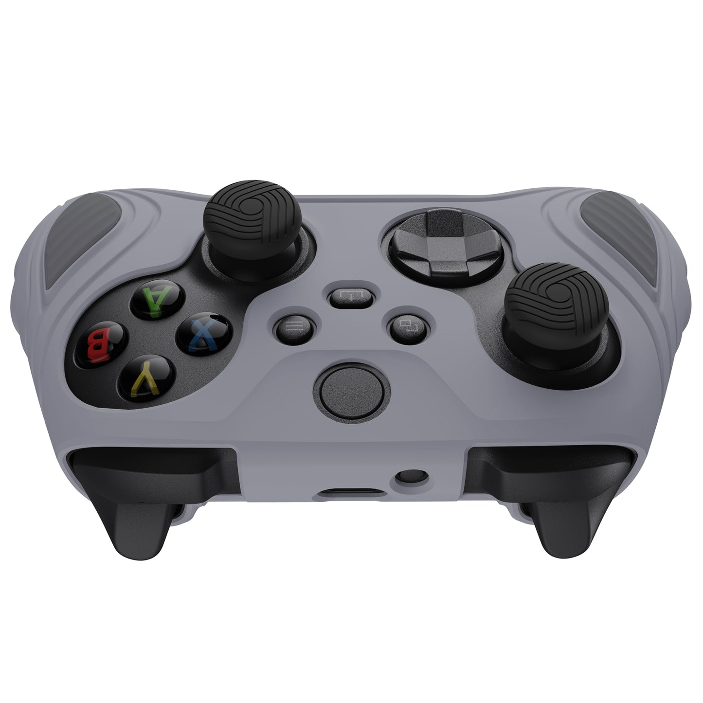 PlayVital Scorpion Edition Two-Tone Anti-Slip Silicone Case Cover for Xbox Series X/S Controller, Soft Rubber Case for Xbox Core Controller with Thumb Grip Caps - Metallic Gray & Dark Gray - SPX3006 PlayVital