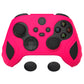 PlayVital Scorpion Edition Two-Tone Anti-Slip Silicone Case Cover for Xbox Series X/S Controller, Soft Rubber Case for Xbox Core Controller with Thumb Grip Caps - Bright Pink & Black - SPX3007 PlayVital