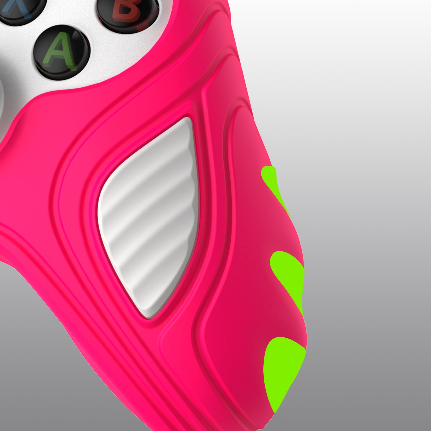 PlayVital Scorpion Edition Two-Tone Anti-Slip Silicone Case Cover for Xbox Series X/S Controller, Soft Rubber Case for Xbox Core Controller with Thumb Grip Caps - Bright Pink & White - SPX3008 PlayVital