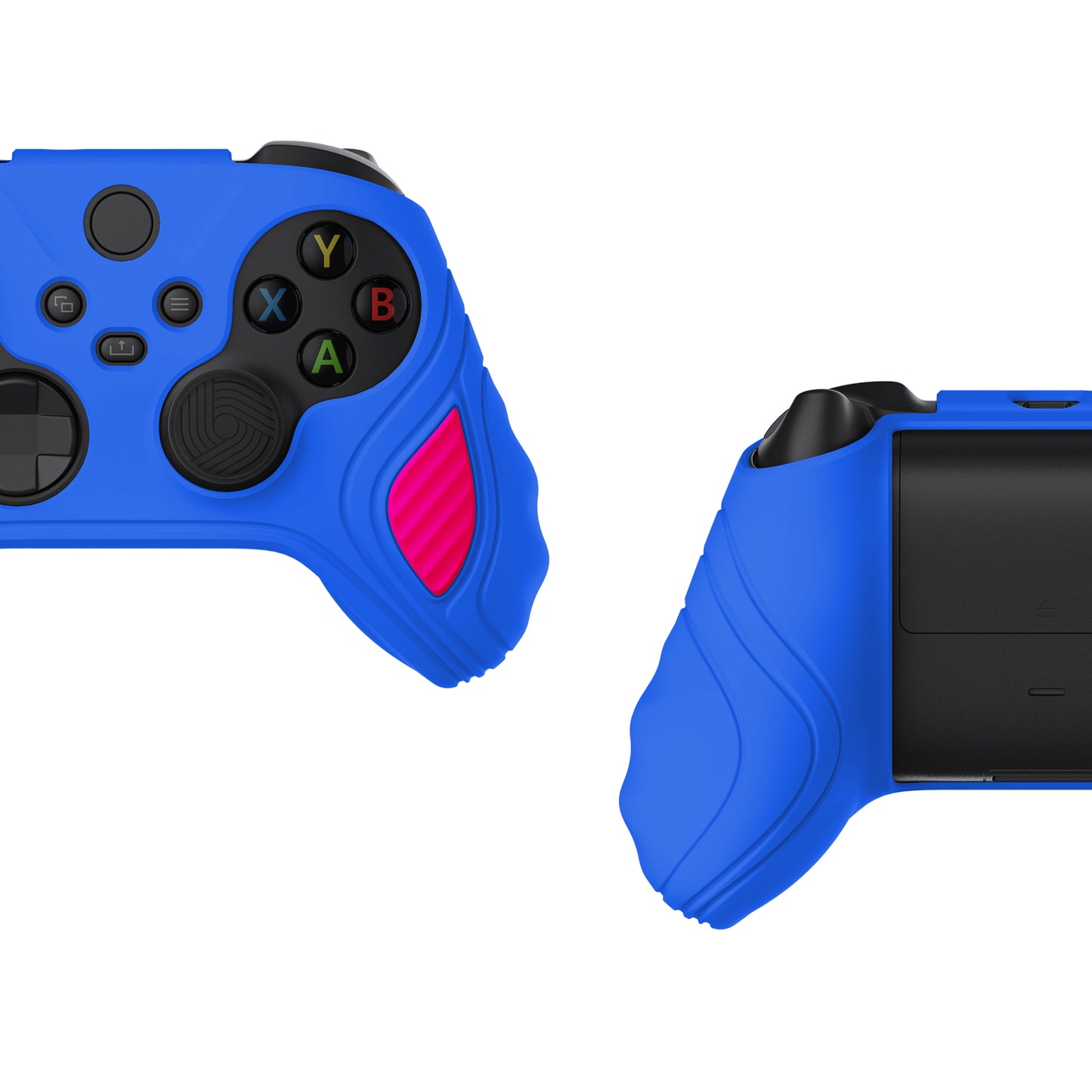 PlayVital Scorpion Edition Two-Tone Anti-Slip Silicone Case Cover for Xbox Series X/S Controller, Soft Rubber Case for Xbox Core Controller with Thumb Grip Caps - Primary Blue & Bright Pink -SPX3010 PlayVital