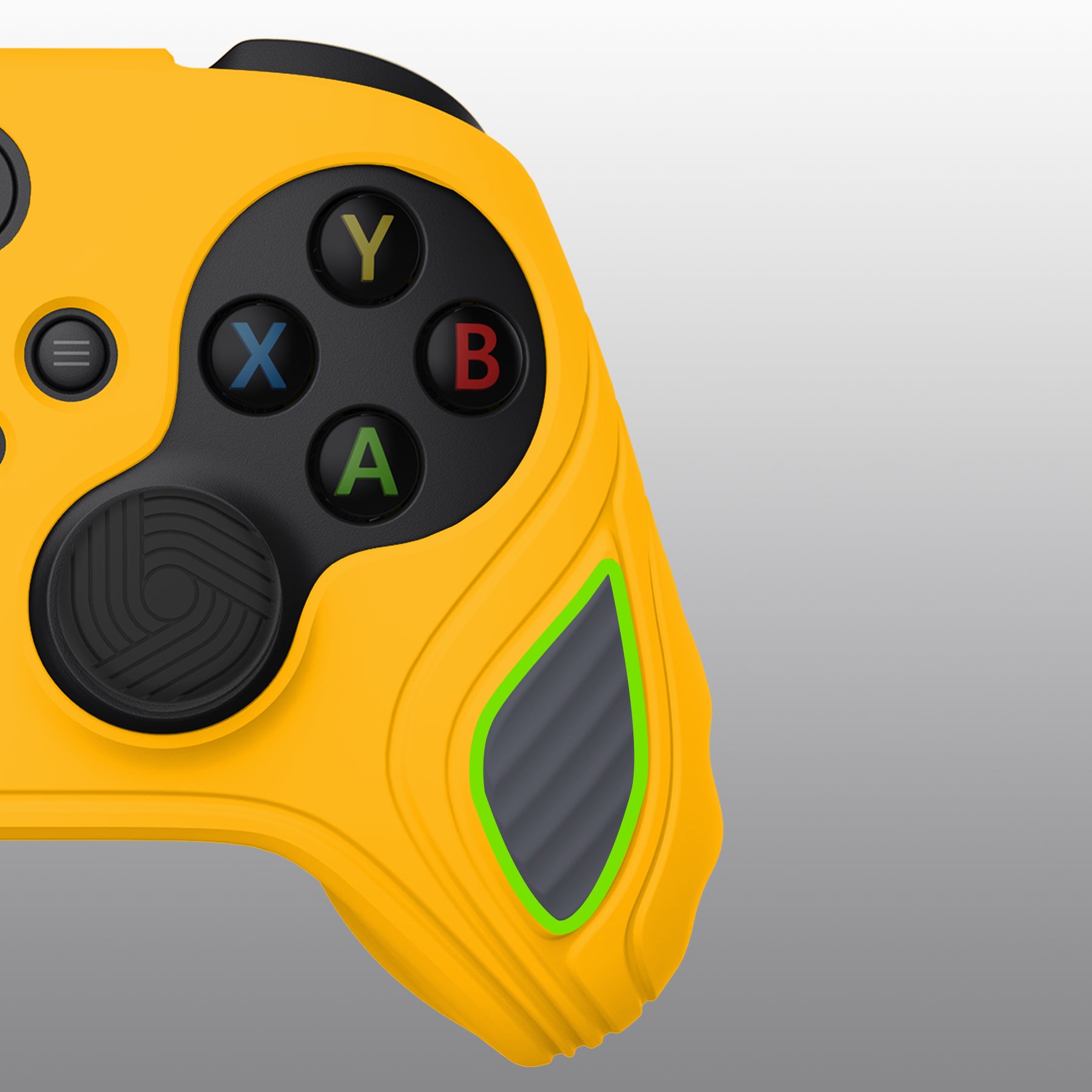 PlayVital Scorpion Edition Two-Tone Anti-Slip Silicone Case Cover for Xbox Series X/S Controller, Soft Rubber Case for Xbox Core Controller with Thumb Grip Caps - Caution Yellow & Graphite Gray -SPX3011 PlayVital