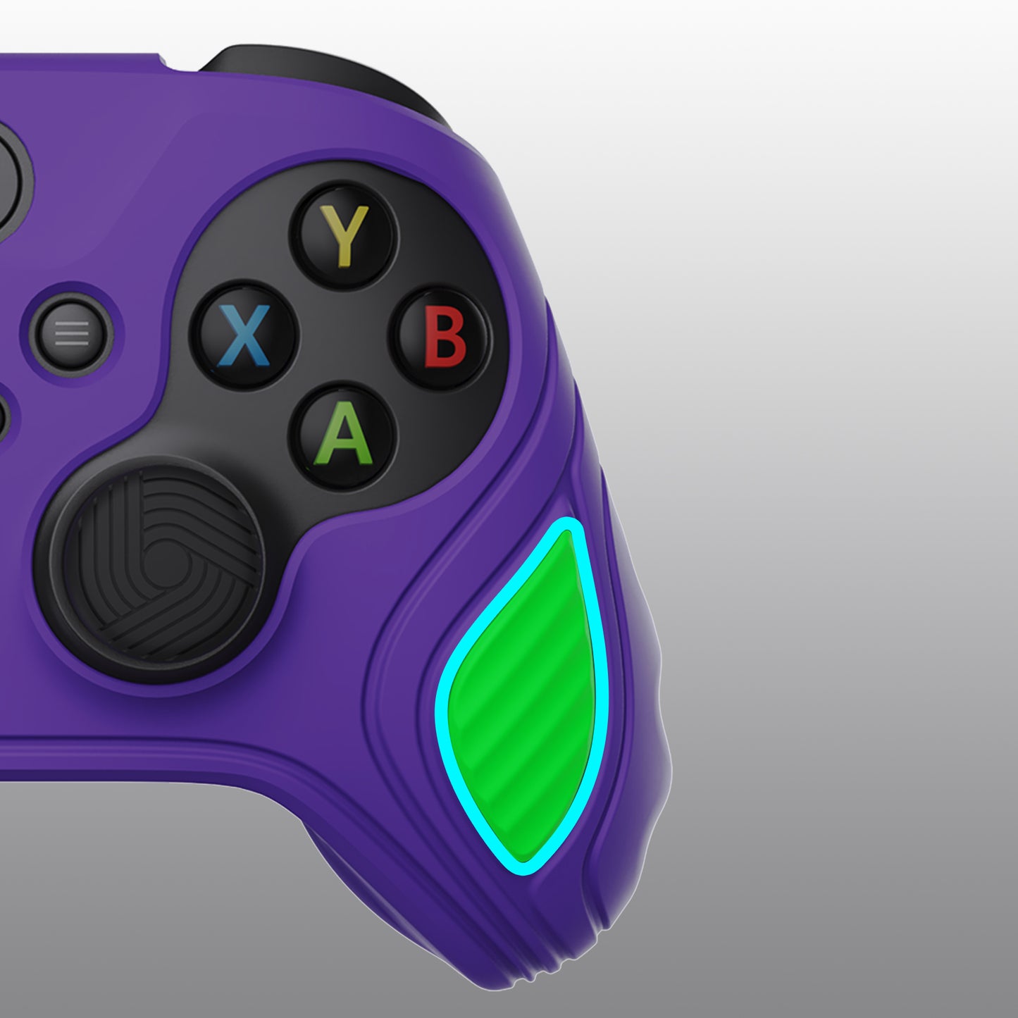 PlayVital Scorpion Edition Anti-Slip Silicone Case Cover for Xbox Series X/S Controller, Soft Rubber Case for Xbox Series X/S Controller with Thumb Grip Caps - Neon Genesis Purple & Green -SPX3012 PlayVital