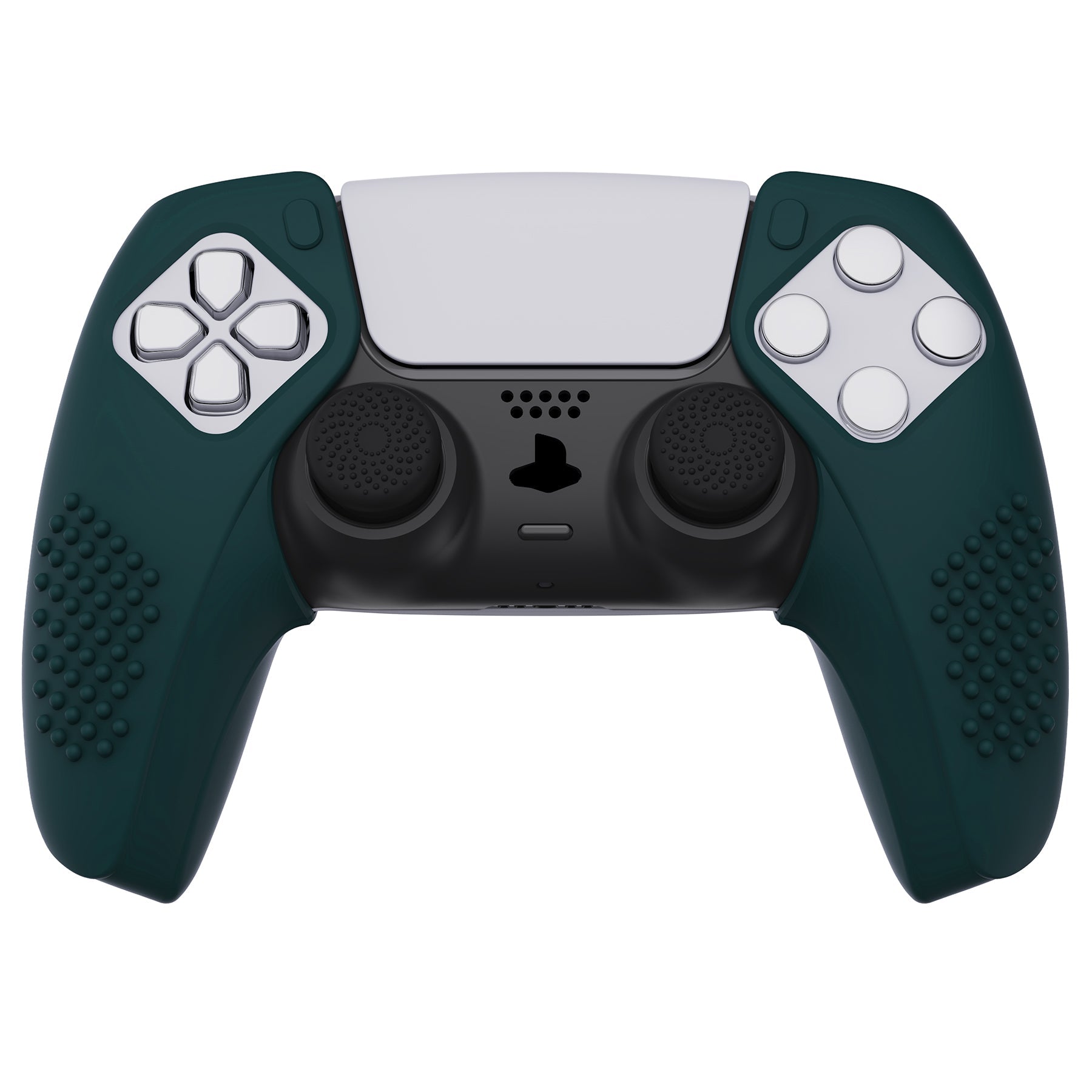 PlayVital 3D Studded Edition Racing Green Ergonomic Soft Controller Silicone Case Grips for PS5, Rubber Protector Skins with 6 Black Thumbstick Caps for PS5 Controller Compatible with Charging Station - TDPF018 PlayVital