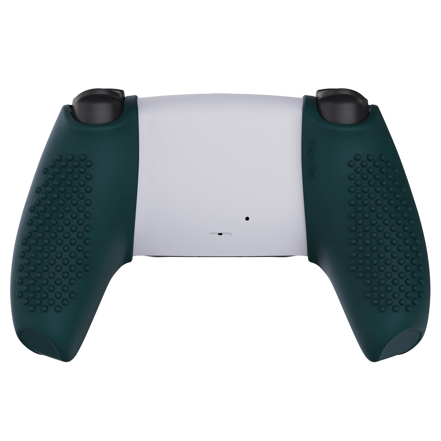 PlayVital 3D Studded Edition Racing Green Ergonomic Soft Controller Silicone Case Grips for PS5, Rubber Protector Skins with 6 Black Thumbstick Caps for PS5 Controller Compatible with Charging Station - TDPF018 PlayVital