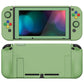PlayVital AlterGrips Dockable Protective Case Ergonomic Grip Cover for Nintendo Switch, Interchangeable Joycon Cover w/Screen Protector & Thumb Grip Caps & Button Caps - Matcha Green - TNSYP3005 playvital