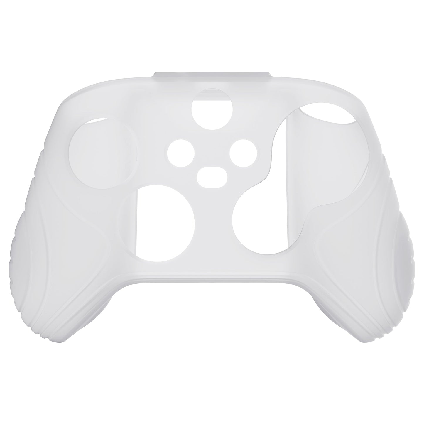 PlayVital Samurai Edition Clear White Anti-slip Controller Grip Silicone Skin, Ergonomic Soft Rubber Protective Case Cover for Xbox Series S/X Controller with Clear White Thumb Stick Caps - WAX3012 PlayVital
