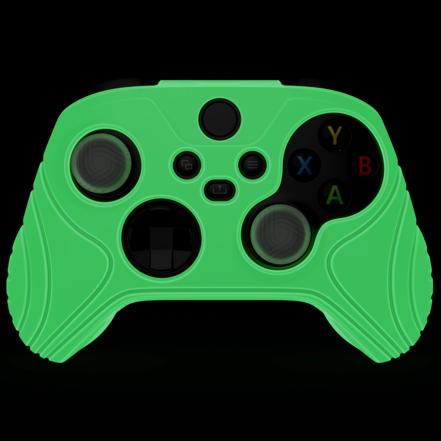 PlayVital Glow in Dark Green Samurai Edition Anti-Slip Controller Grip Silicone Skin, Ergonomic Soft Rubber Protective Case Cover for Xbox Series S/X Controller with Thumb Stick Caps - WAX3020 PlayVital