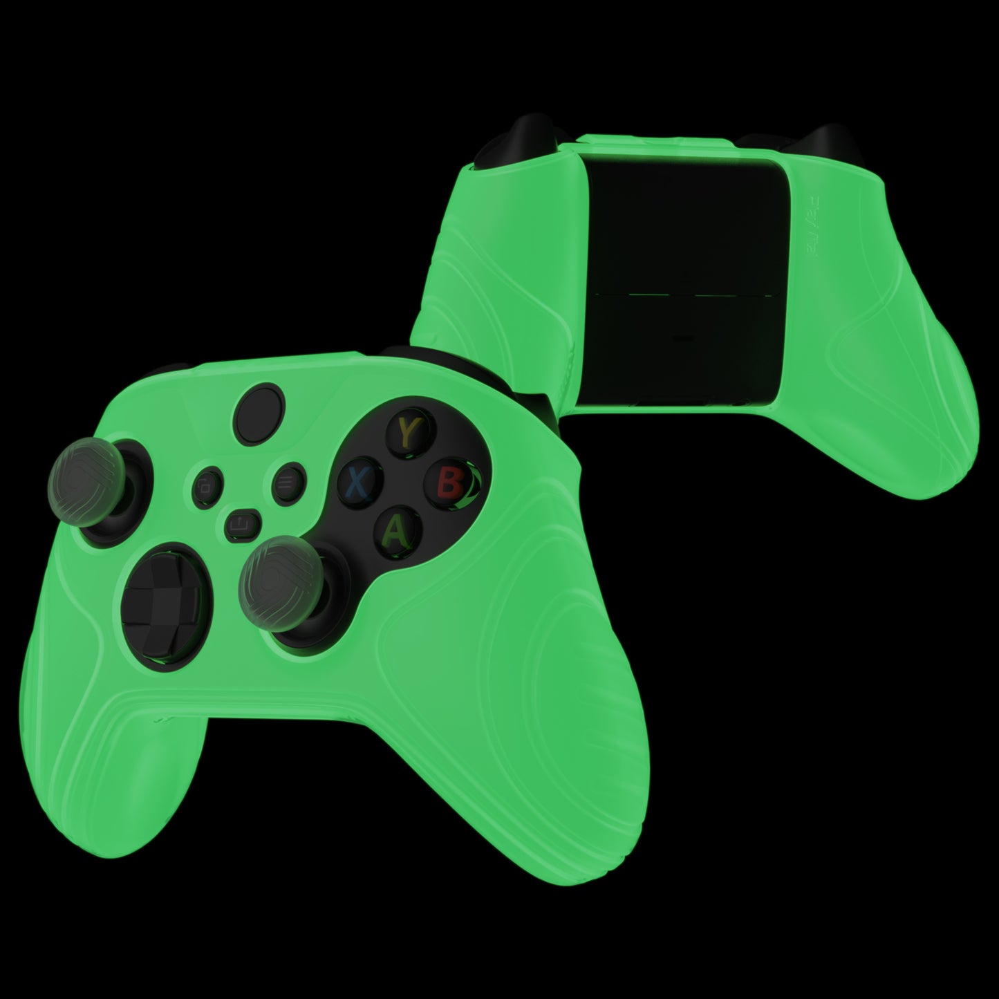 PlayVital Glow in Dark Green Samurai Edition Anti-Slip Controller Grip Silicone Skin, Ergonomic Soft Rubber Protective Case Cover for Xbox Series S/X Controller with Thumb Stick Caps - WAX3020 PlayVital