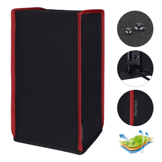 PlayVital Black & Red Trim Nylon Dust Cover for Xbox Series X Console, Soft Neat Lining Dust Guard, Anti Scratch Waterproof Cover Sleeve for Xbox Series X Console - X3PJ010 PlayVital