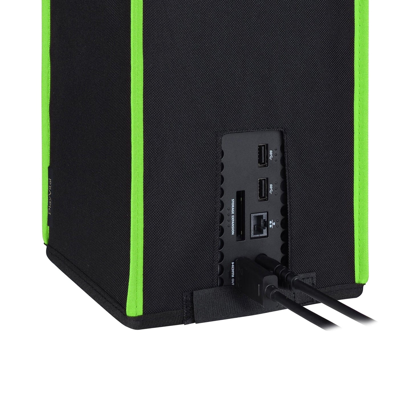 PlayVital Black & Neon Green Trim Nylon Dust Cover for Xbox Series X Console, Soft Neat Lining Dust Guard, Anti Scratch Waterproof Cover Sleeve for Xbox Series X Console - X3PJ011 PlayVital