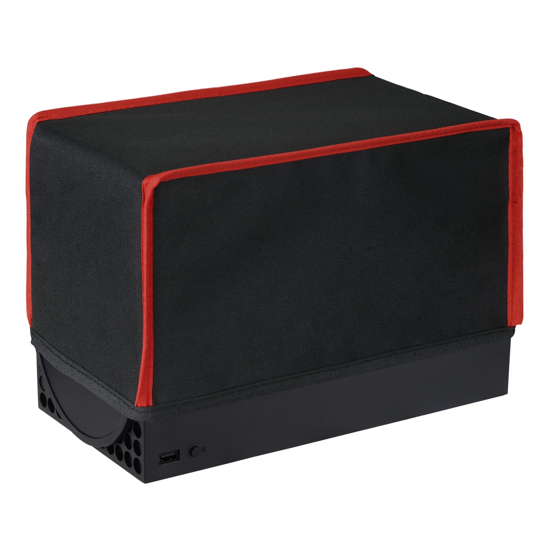 PlayVital Black & Red Trim Nylon Horizontal Dust Cover for Xbox Series X Console, Soft Neat Lining Dust Guard, Anti Scratch Waterproof Cover Sleeve for Xbox Series X Console - X3PJ019 PlayVital