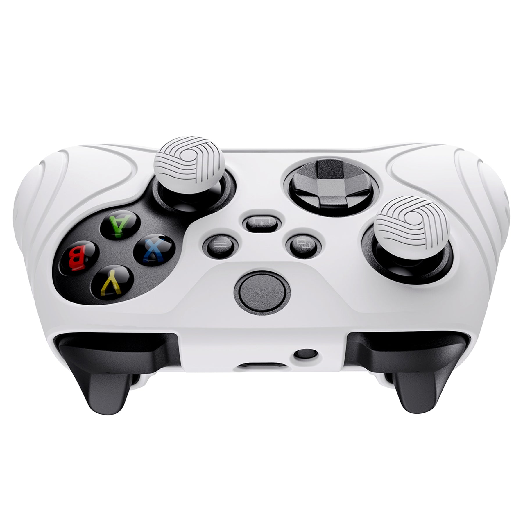 PlayVital Samurai Edition White Anti-slip Controller Grip Silicone Skin, Ergonomic Soft Rubber Protective Case Cover for Xbox Series S/X Controller Model 1914 with White Thumb Stick Caps - WAX3002 PlayVital