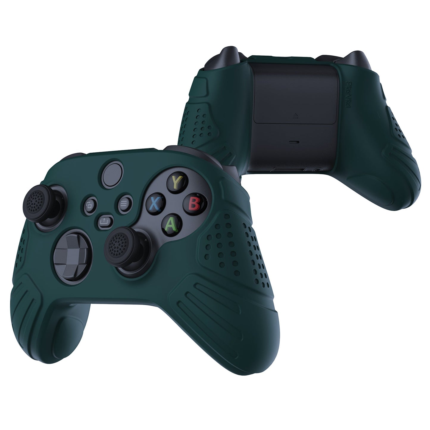 PlayVital Guardian Edition Racing Green Ergonomic Soft Anti-slip Controller Silicone Case Cover, Rubber Protector Skins with Black Joystick Caps for Xbox Series S and Xbox Series X Controller - HCX3004 PlayVital