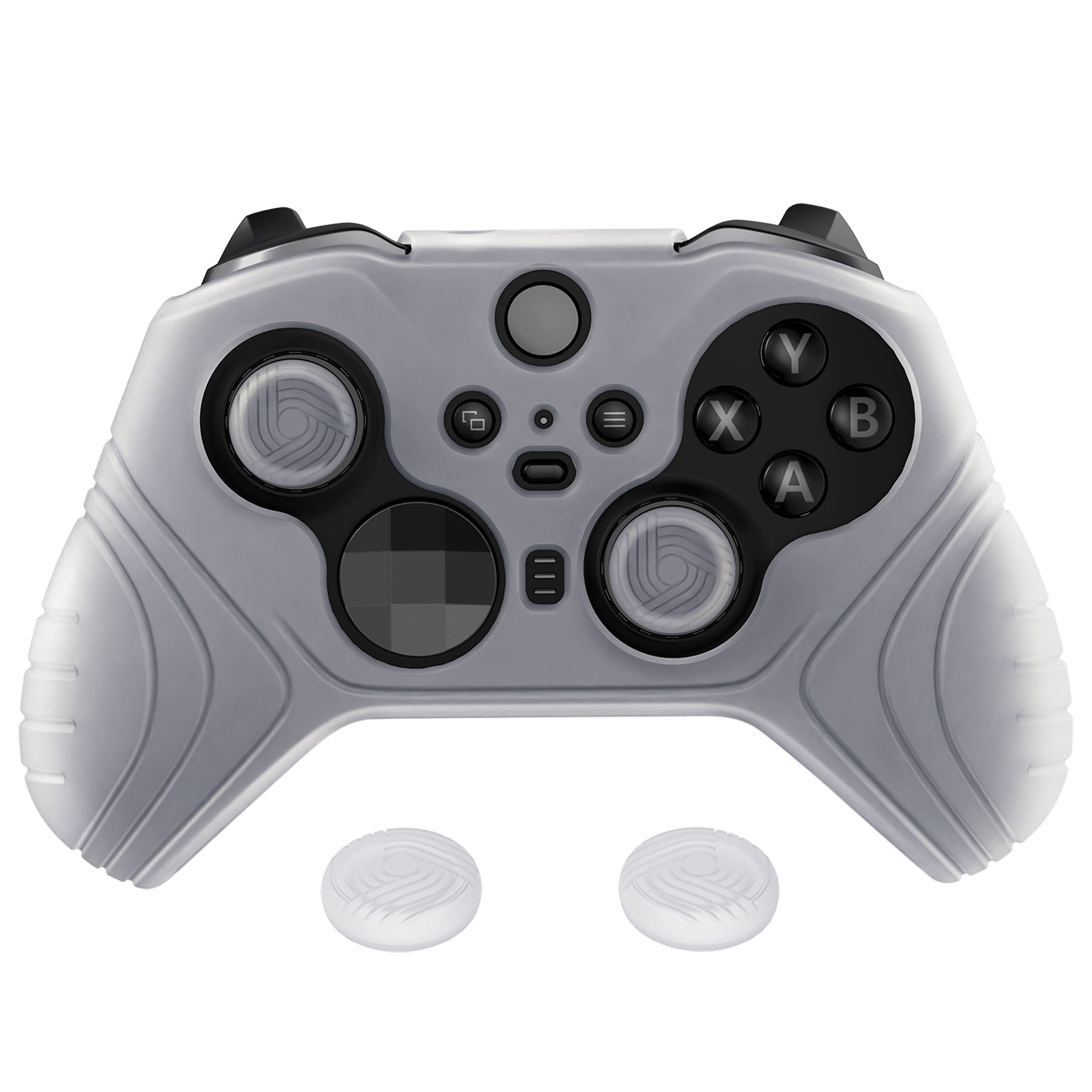 PlayVital Samurai Edition Anti Slip Silicone Case Cover for Xbox Elite Wireless Controller Series 2, Ergonomic Soft Rubber Skin Protector for Xbox Elite Series 2 with Thumb Grip Caps - Clear White- XBE2M003 playvital