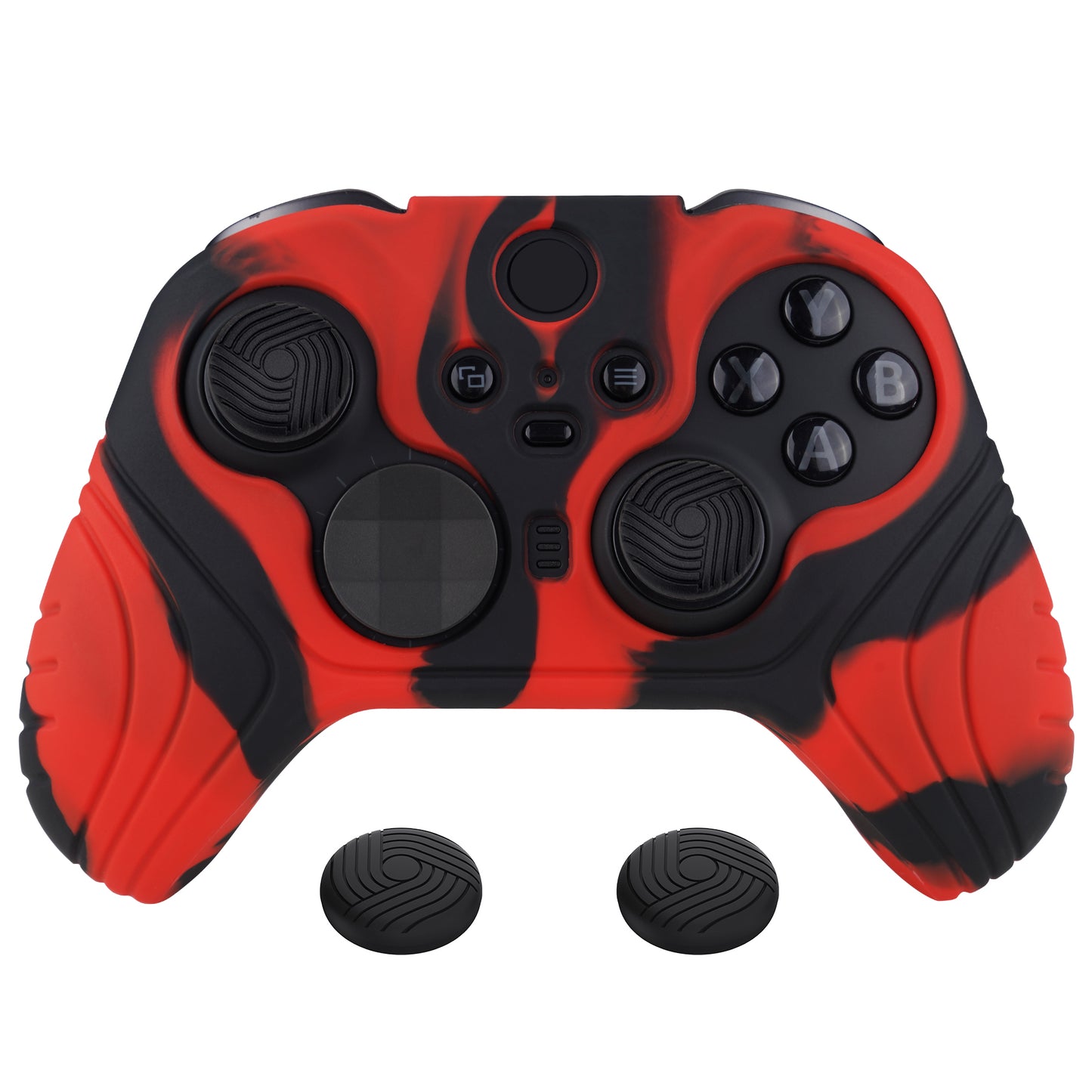 PlayVital Samurai Edition Anti Slip Silicone Case Cover for Xbox Elite Wireless Controller Series 2, Ergonomic Soft Rubber Skin Protector for Xbox Elite Series 2 with Thumb Grip Caps - Red & Black- XBE2M004 playvital