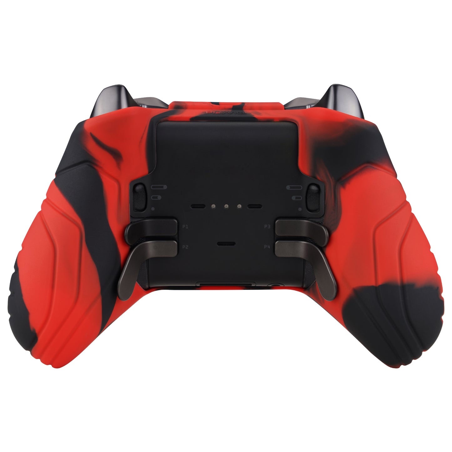 PlayVital Samurai Edition Anti Slip Silicone Case Cover for Xbox Elite Wireless Controller Series 2, Ergonomic Soft Rubber Skin Protector for Xbox Elite Series 2 with Thumb Grip Caps - Red & Black- XBE2M004 playvital
