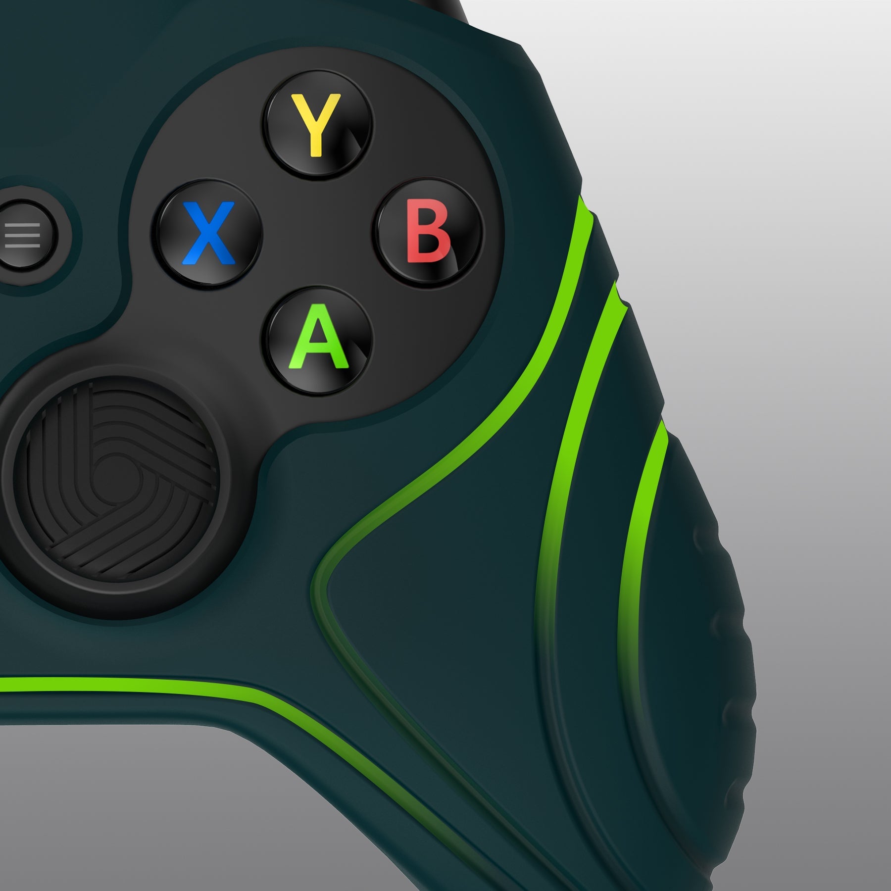 PlayVital Samurai Edition Racing Green Anti-Slip Controller Grip Silicone Skin for Xbox One X/S Controller, Ergonomic Soft Rubber Protective Case Cover for Xbox One S/X Controller with Black Thumb Stick Caps - XOQ037 playvital