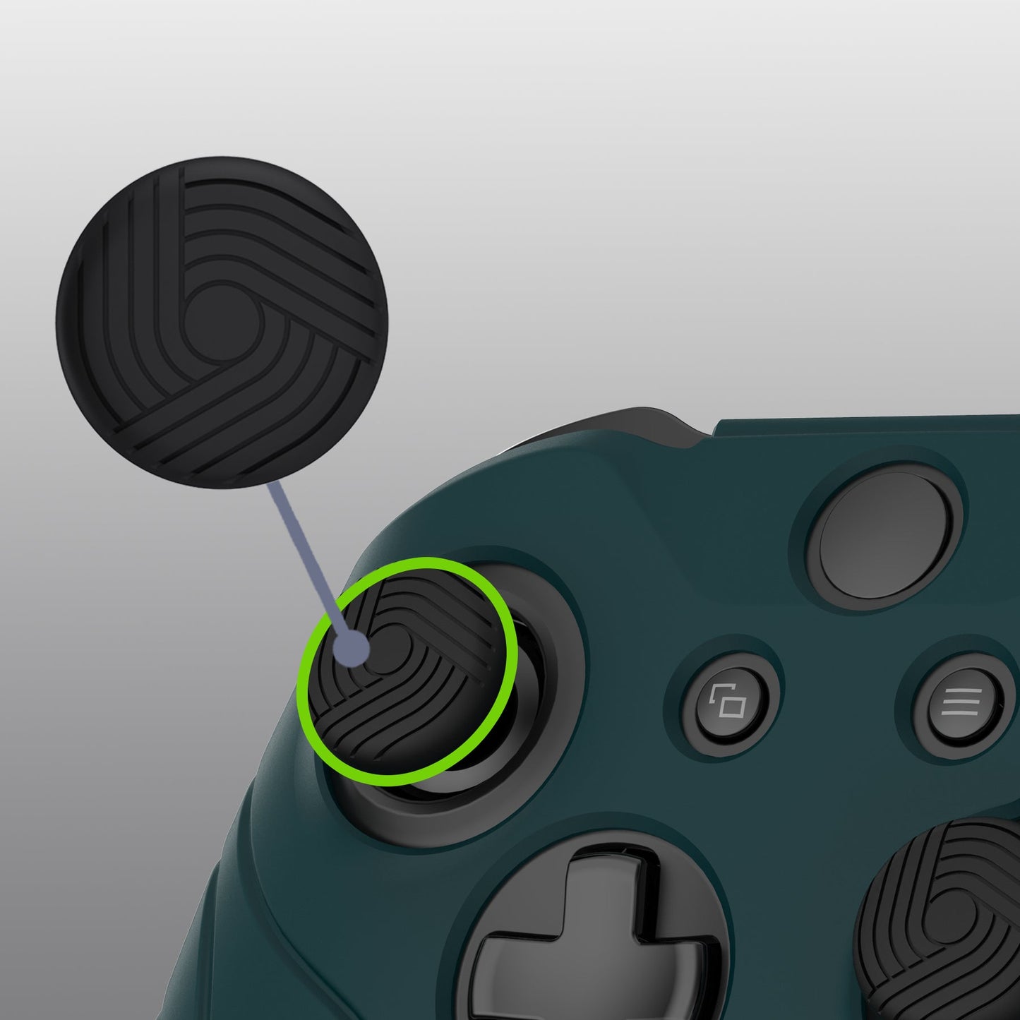 PlayVital Samurai Edition Racing Green Anti-Slip Controller Grip Silicone Skin for Xbox One X/S Controller, Ergonomic Soft Rubber Protective Case Cover for Xbox One S/X Controller with Black Thumb Stick Caps - XOQ037 playvital