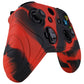 PlayVital Samurai Edition Red & Black Anti-Slip Controller Grip Silicone Skin for Xbox One X/S Controller, Ergonomic Soft Rubber Protective Case Cover for Xbox One S/X Controller with Black Thumb Stick Caps - XOQ043 playvital