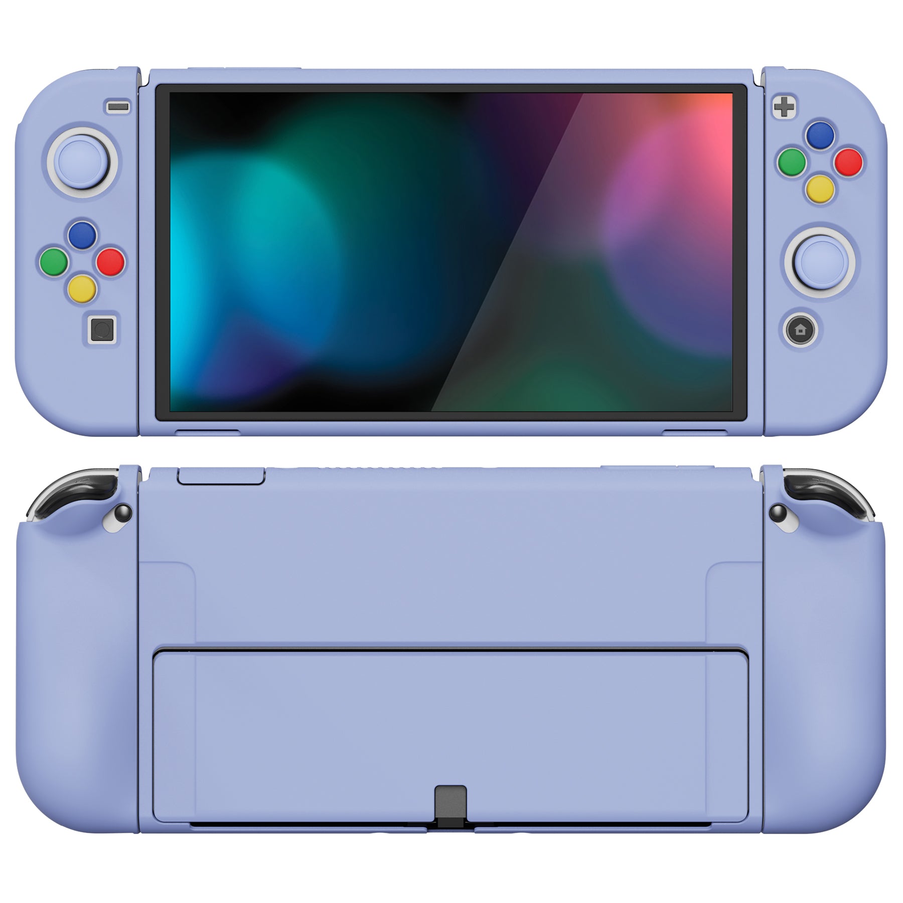 PlayVital ZealProtect Soft Protective Case for Switch OLED, Flexible Protector Joycon Grip Cover for Switch OLED with Thumb Grip Caps & ABXY Direction Button Caps - Light Violet - XSOYM5003 playvital