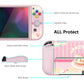 PlayVital ZealProtect Soft Protective Case for Switch OLED, Flexible Protector Joycon Grip Cover for Switch OLED with Thumb Grip Caps & ABXY Direction Button Caps - Rose Cake - XSOYV6006 playvital