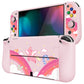 PlayVital ZealProtect Soft Protective Case for Switch OLED, Flexible Protector Joycon Grip Cover for Switch OLED with Thumb Grip Caps & ABXY Direction Button Caps - Candy Rainbow Unicorn - XSOYV6007 playvital