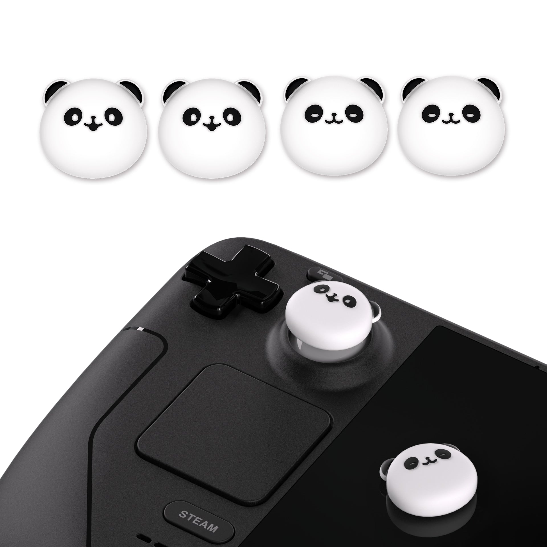 PlayVital Thumb Grip Caps for Steam Deck, Silicone Thumbsticks Grips Joystick Caps for Steam Deck - Chubby Panda - YFSDM008 PlayVital