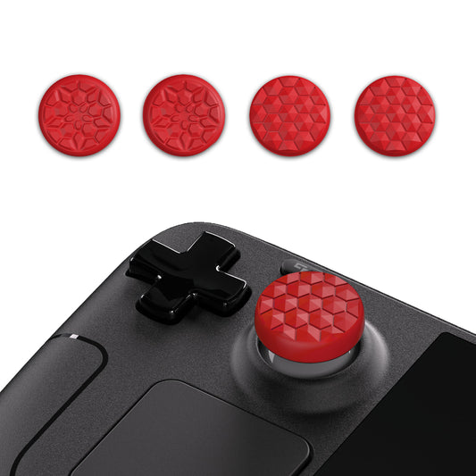 PlayVital Passion Red Thumb Grip Caps for Steam Deck, Silicone Thumbsticks Grips Joystick Caps for Steam Deck - Diamond Grain & Crack Bomb Design - YFSDM016 PlayVital