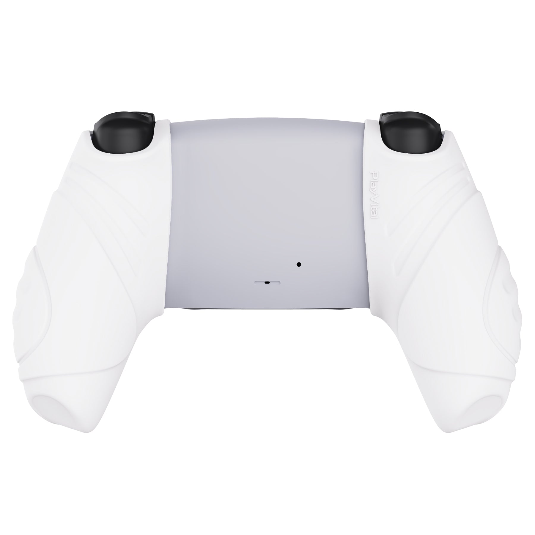 PlayVital Guardian Edition White Ergonomic Soft Controller Silicone Case Grips for PS5, Rubber Protector Skins with Thumbstick Caps for PS5 Controller Compatible with Charging Station - YHPF015 PlayVital