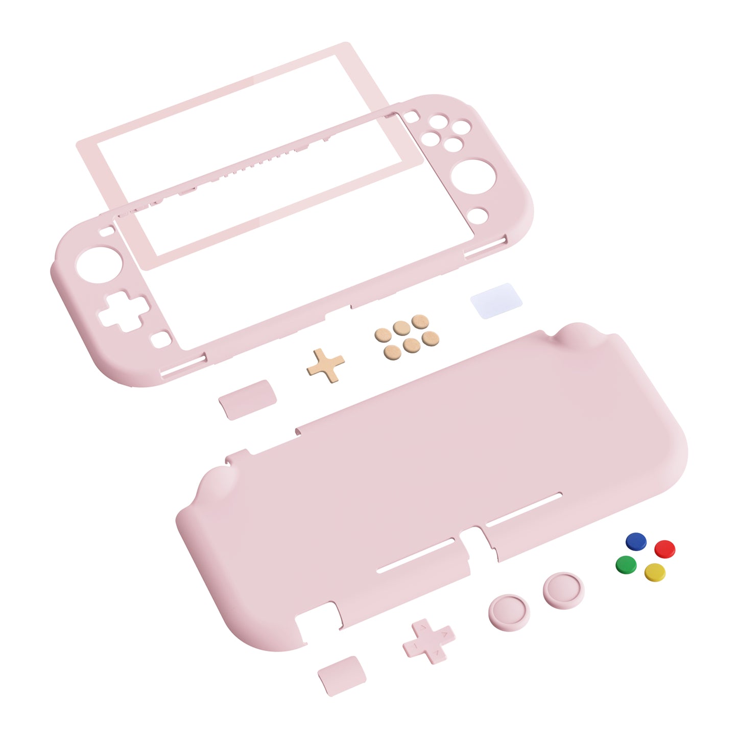 PlayVital Soft Touch Cherry Blossoms Pink Customized Protective Grip Case for Nintendo Switch Lite, Hard Cover Protector for Nintendo Switch Lite - 1 x White Border Tempered Glass Screen Protector Included - YYNLP005 PlayVital