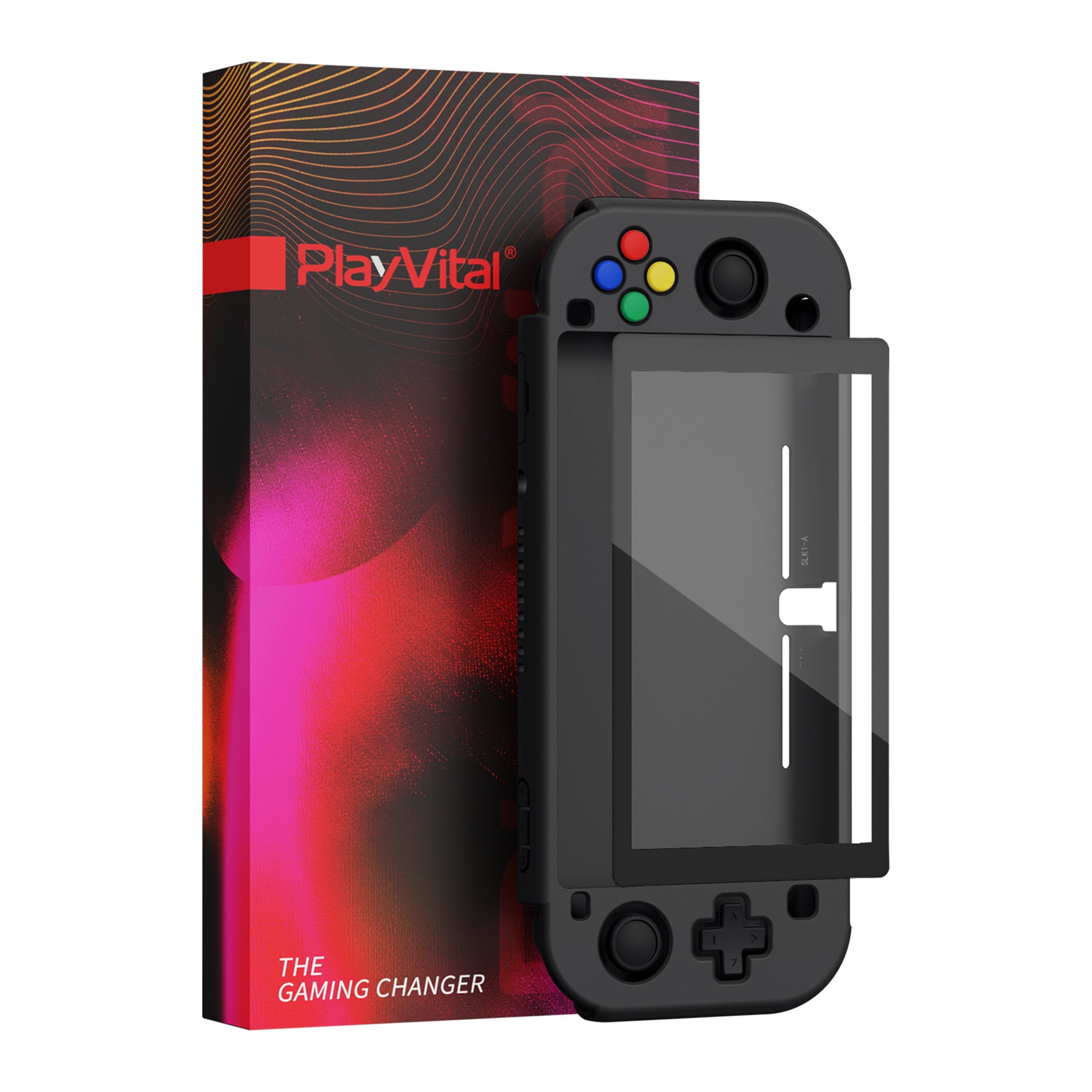 PlayVital Black Protective Case for NS Switch Lite, Hard Cover Protector for NS Switch Lite - 1 x Black Border Tempered Glass Screen Protector Included - YYNLP006 PlayVital